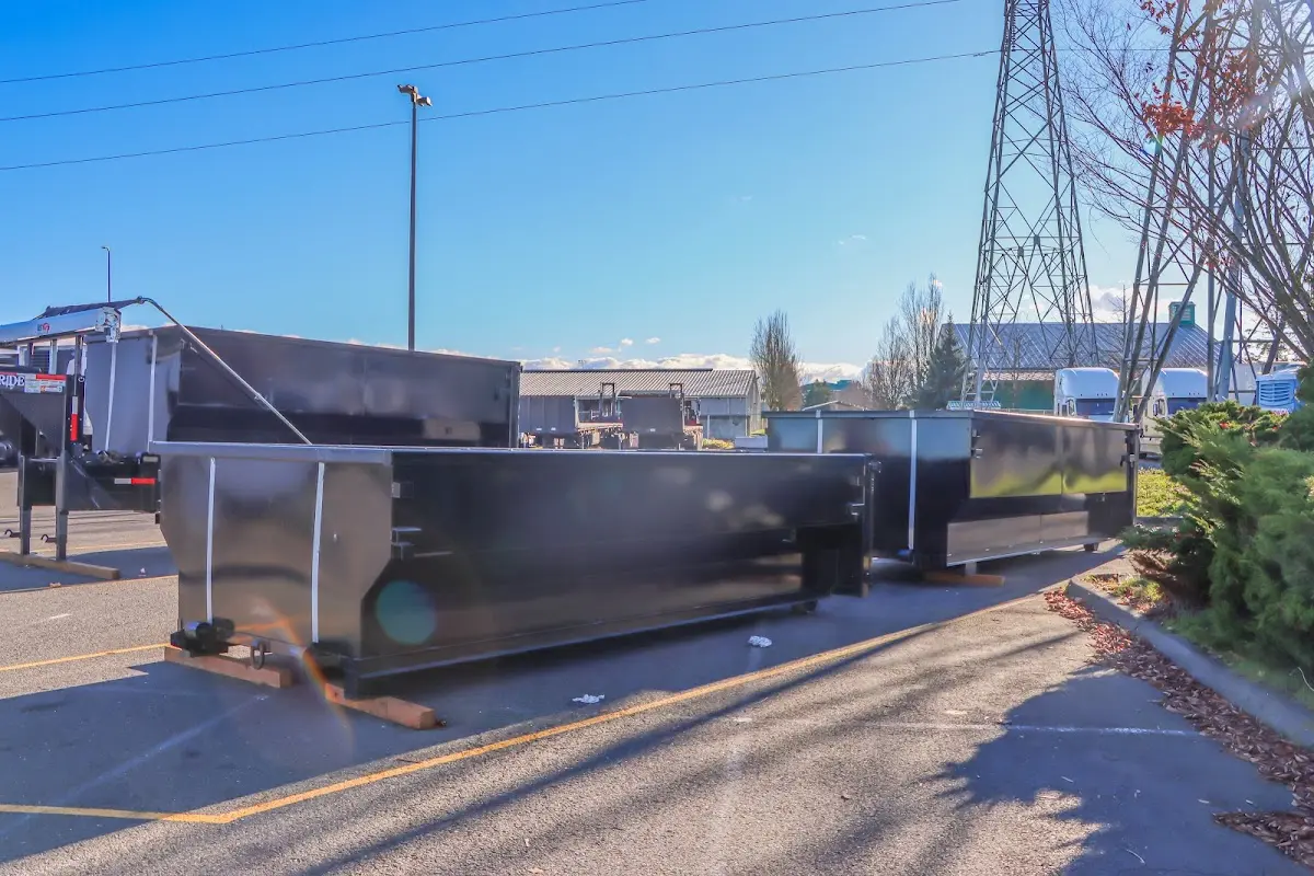 Roll-off dumpster ready for waste disposal at job site for 8 Yard Dumpster Rental in Liberty